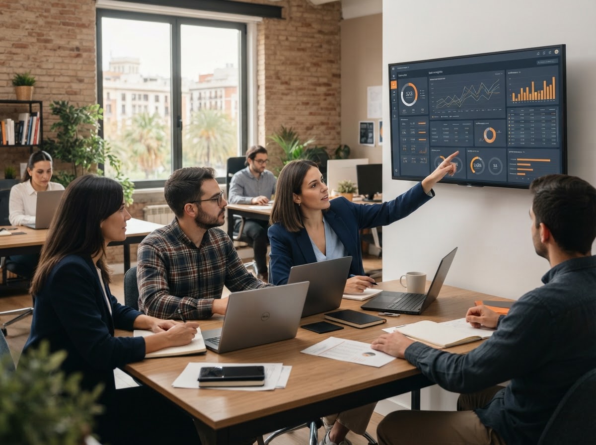 Morajohuza equipo técnico revisando modelos de análisis predictivo en pantalla